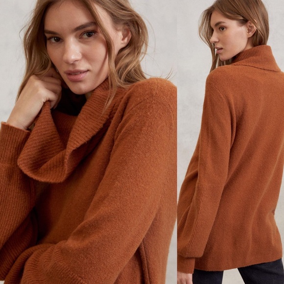 Anthropologie Sweaters - Anthropologie Haven Cowl Neck Tunic Sweater Cocoa Brown Size XL Knit Oversized